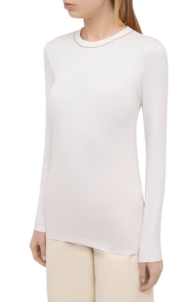 Хлопковый лонгслив BRUNELLO CUCINELLI кремового цвета по цене 56200 руб., арт. M0TC8BJ300, фото 3 Хлопковый лонгслив BRUNELLO CUCINELLI, арт. M0TC8BJ300, фото 3