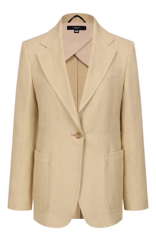 Жакет из хлопка и льна Weekend Max Mara GALLI Бежевый GALLI