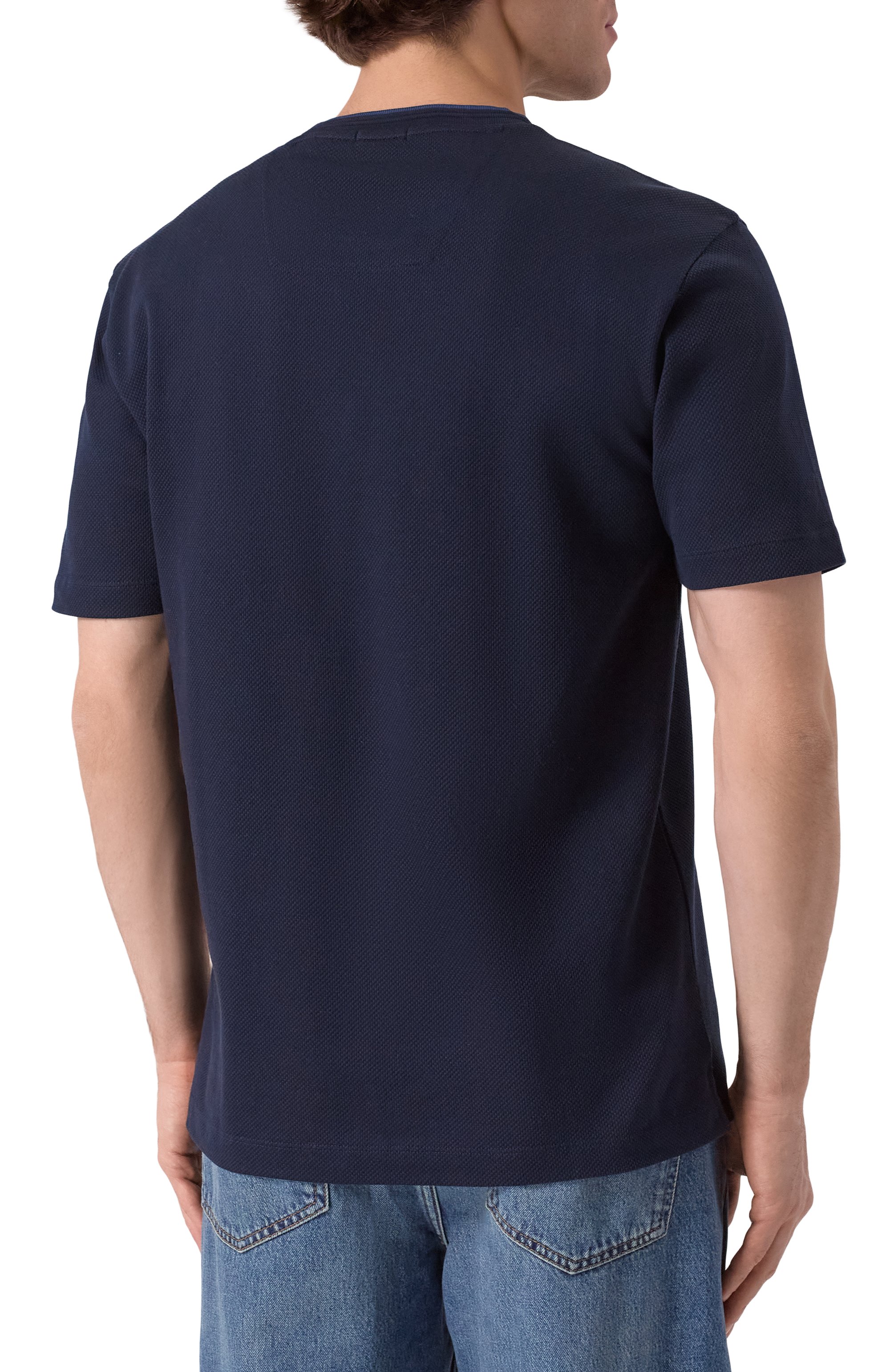 Хлопковая футболка BOSS темно-синего цвета по цене 13450 руб., арт. 50524998, фото 4 Хлопковая футболка BOSS, арт. 50524998, фото 4