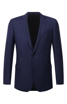 Мужской пиджак из шерсти и кашемира GIORGIO ARMANI синего цвета, арт. 8WGGG00K/T02W8 | Фото 1 (Материал внешний: Шерсть; Рукава: Длинные; Случай: Повседневный; Длина (для топов): Стандартные; Материал сплава: Проставлено; Стили: Классический; 1-2-бортные: Однобортные; Пиджаки М: Прямой; Драгоценные камни: Проставлено; Матер�иал подклада: Вискоза)