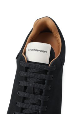 Мужские кеды из нубука EMPORIO ARMANI темно-синего цвета, арт. X4X264/XF570 | Фото 7 (Драгоценные камни: Проставлено; Материал сплава: Проставлено; Подошва: Массивная; Материал внутренний: Натуральная кожа; Материал утеплителя: Без утеплителя; Стили: Классический; Материал внешний: Натуральная кожа; Кросс-КТ: Низкие)