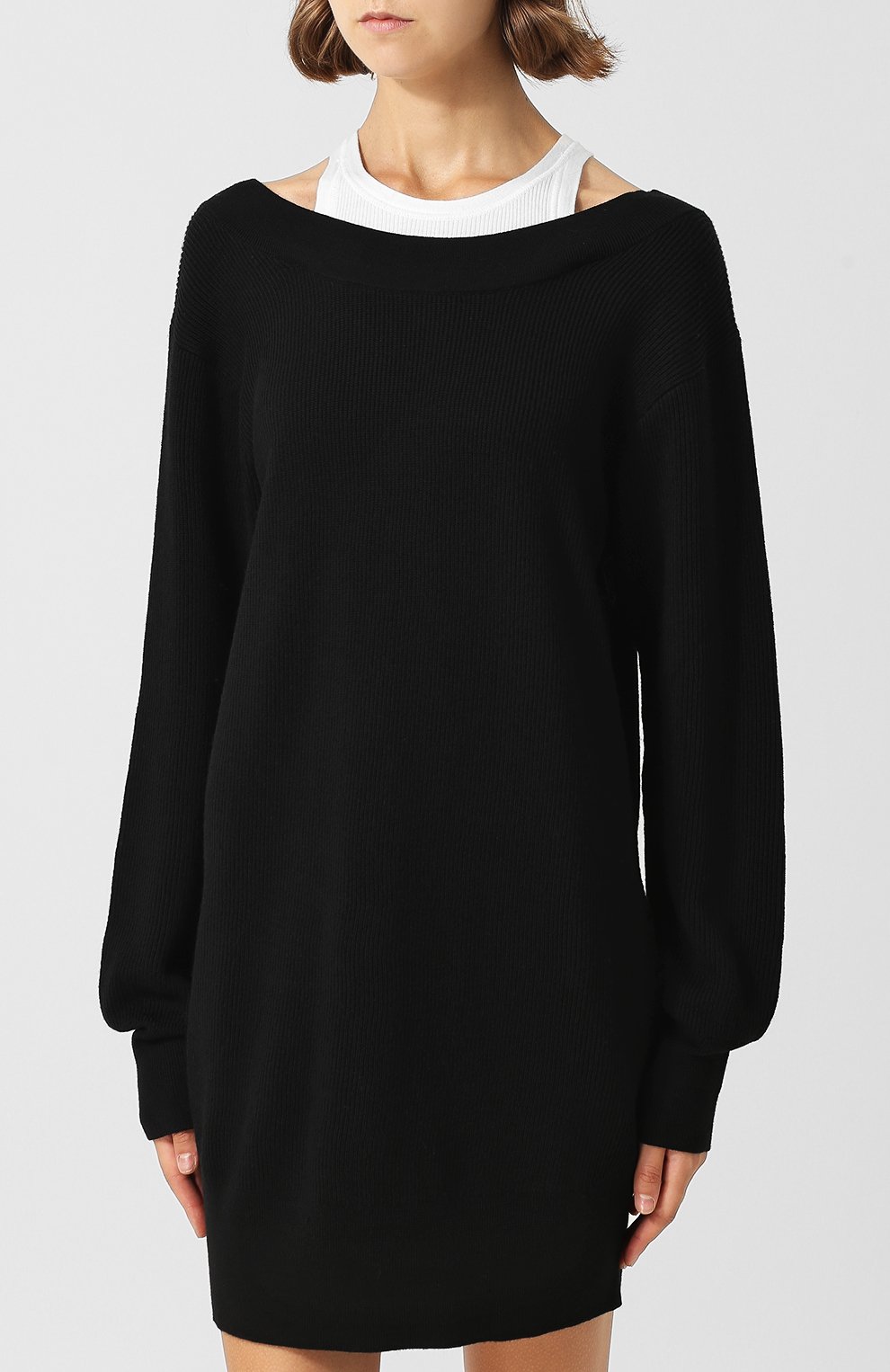 Шерстяное мини-платье с контрастным воротником ALEXANDERWANG.T, арт. 4K386018N3, фото 3