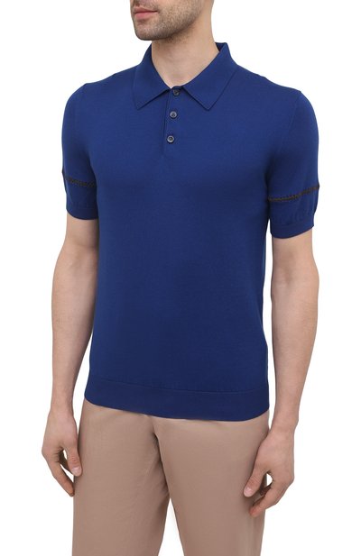 Поло из хлопка и шелка IL BORGO CASHMERE синего цвета по цене 73550 руб., арт. 56-2071G0, фото 3 Поло из хлопка и шелка IL BORGO CASHMERE, арт. 56-2071G0, фото 3