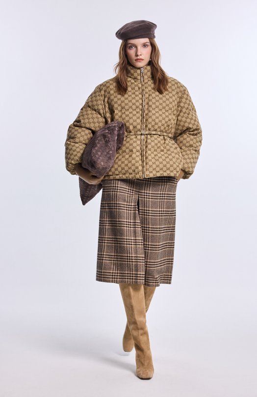 Хлопковый пуховик Gucci 797451/Z9ABA Бежевый  797451/Z9ABA Фото 6