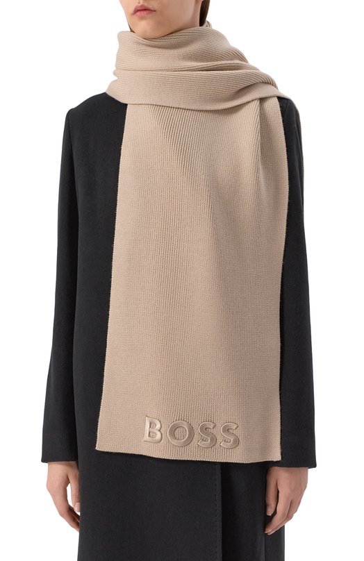 Шерстяной шарф BOSS 50497861 Бежевый  50497861 Фото 2