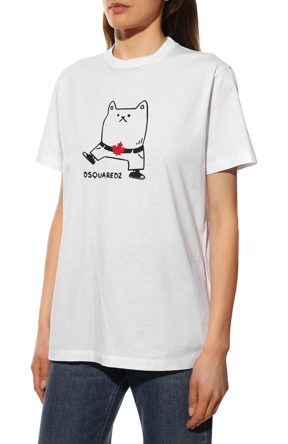 Хлопковая футболка DSQUARED2 белого цвета по цене 24050 руб., арт. S75GD0262/S23009, фото 3 Хлопковая футболка DSQUARED2, арт. S75GD0262/S23009, фото 3