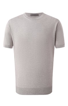 Мужской джемпер из шелка и льна CORNELIANI серого цвета, арт. 25M547-2525111 | Фото 1 (Материал внешний: Лен, Шелк; Материал сплава: Проставлено; Длина (для топов): Стандартные; Рукава: Короткие; Драгоценные камни: Проставлено; Мужское Кросс-КТ: Джемперы; Принт: Без принта; Вырез: Круглый; Стили: Кэжуэл)