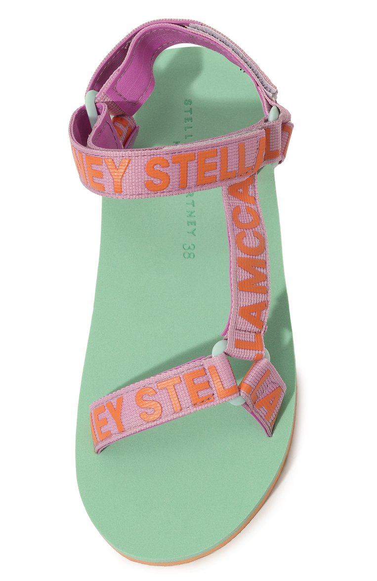 Детские сандалии STELLA MCCARTNEY разноцветного цвета, арт. TU0B26 | Фото 4 (Нос: Не проставлено; Материал внешний: Текстиль; Автоматизация состава: Проставлено)