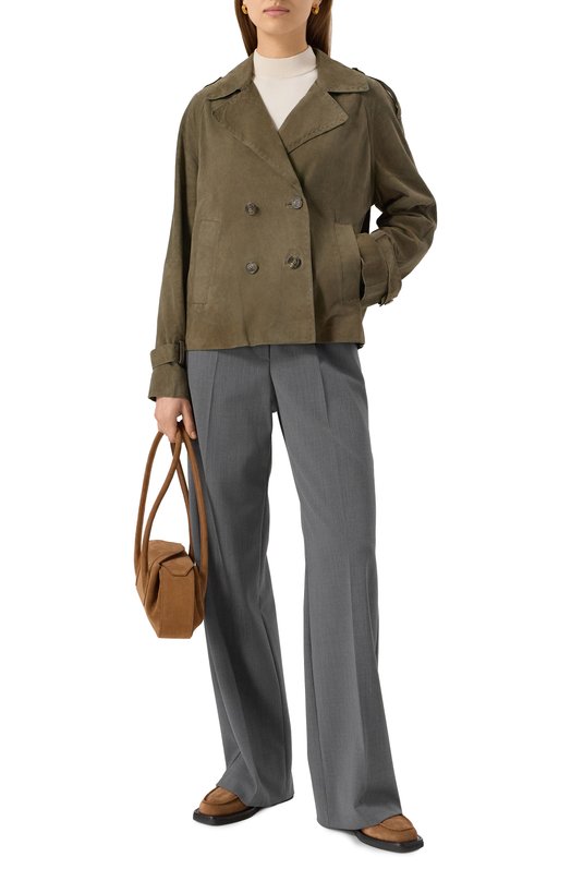 Замшевая куртка Weekend Max Mara 0BLAT0 Хаки  0BLAT0 Фото 2