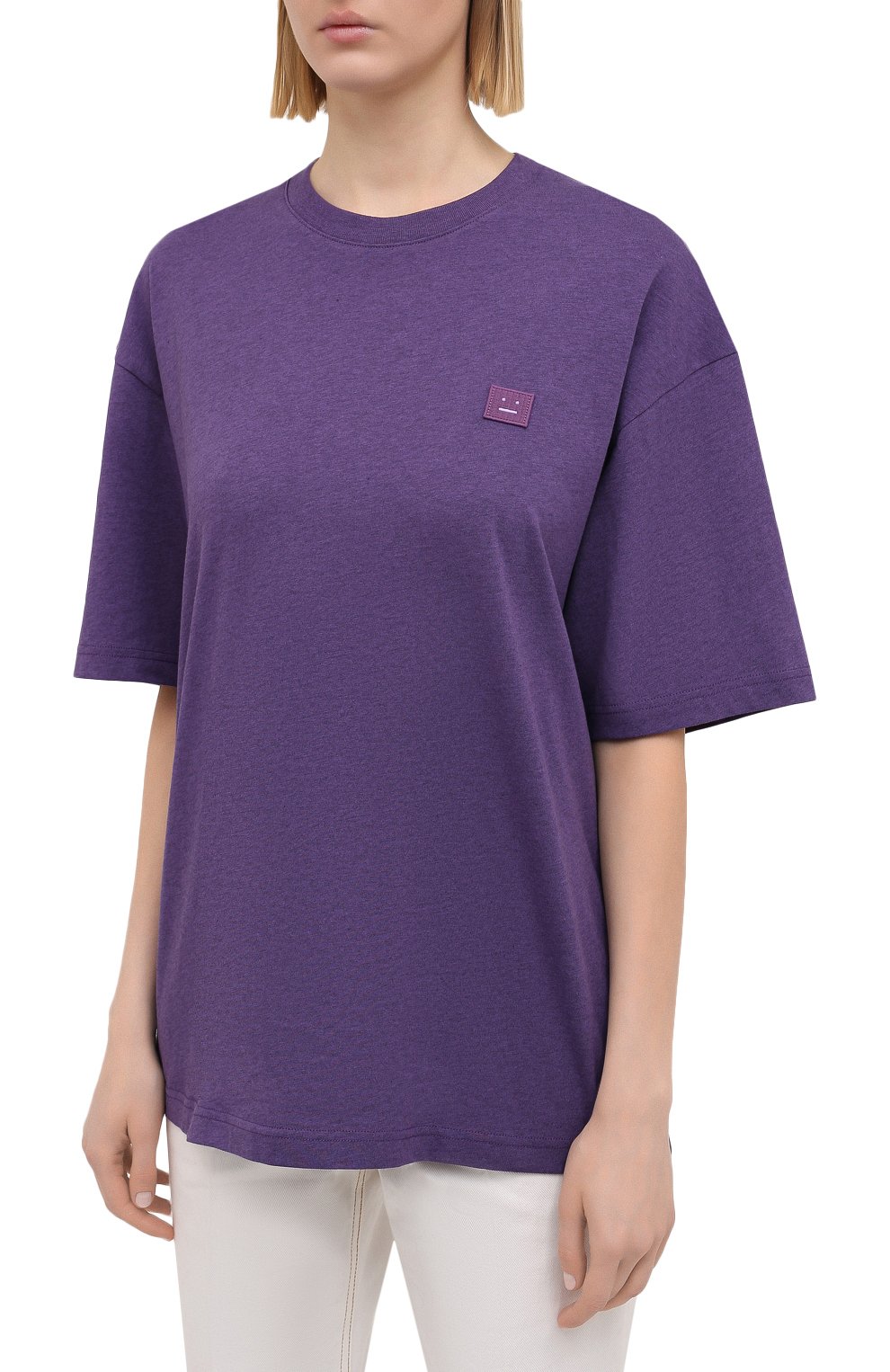 Хлопковая футболка ACNE STUDIOS фиолетового цвета по цене 11400 руб., арт. CL0082/W, фото 3 Хлопковая футболка ACNE STUDIOS, арт. CL0082/W, фото 3