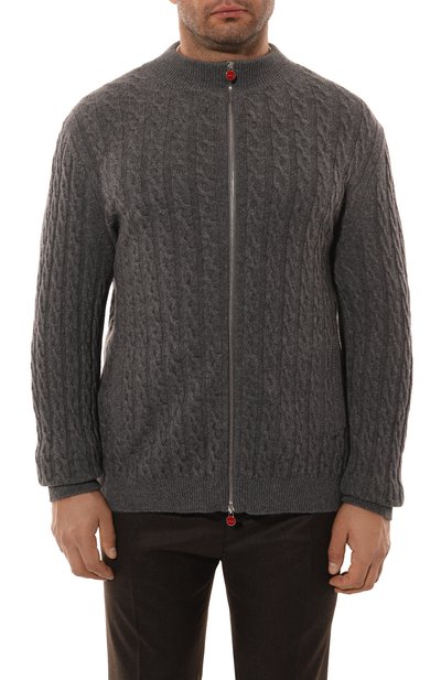Кашемировый кардиган KITON темно-серого цвета по цене 432500 руб., арт. UMK10191040_4XL-8XL, фото 3 Кашемировый кардиган KITON, арт. UMK10191040_4XL-8XL, фото 3