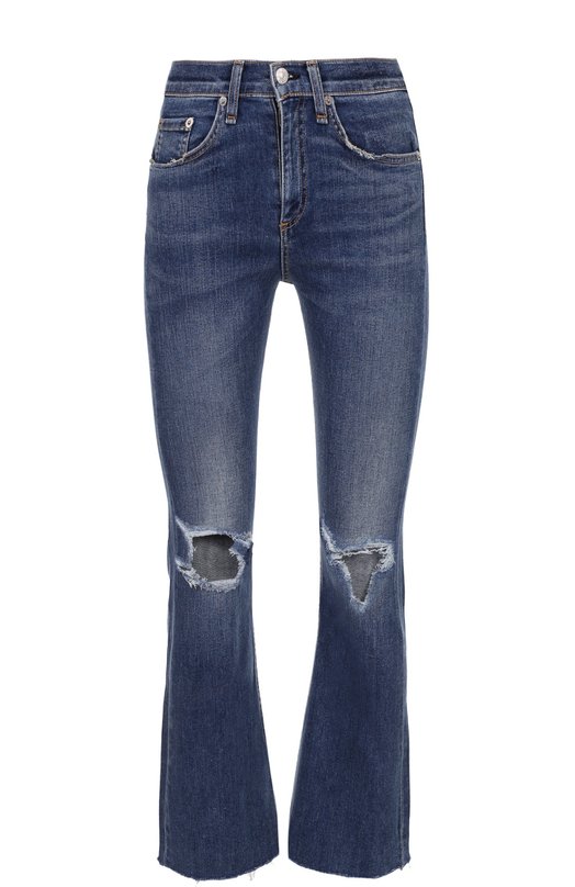 

Укороченные расклешенные джинсы с потертостями Rag and Bone, Синий