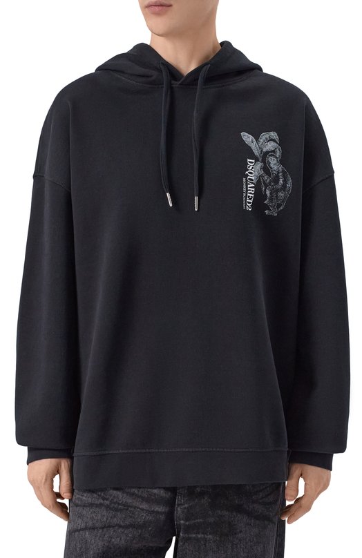 Хлопковое худи Dsquared2 S74GU0947/D25028 Чёрный  S74GU0947/D25028 Фото 3