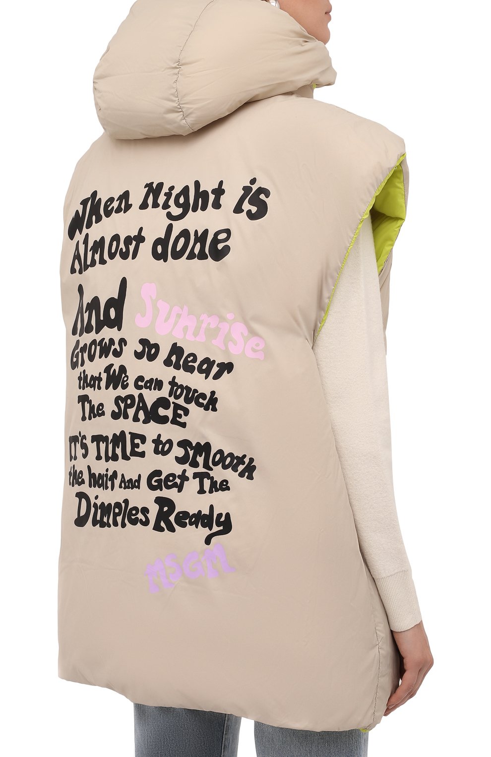 Двусторонний жилет MSGM салатового цвета по цене 62250 руб., арт. 3141MDH12RX 217702, фото 7 Двусторонний жилет MSGM, арт. 3141MDH12RX 217702, фото 7