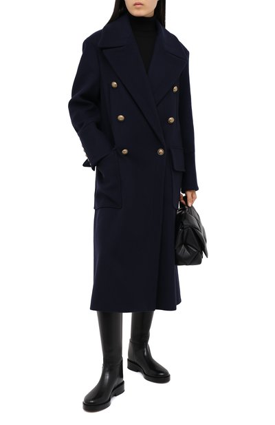 Шерстяное пальто BALMAIN темно-синего цвета по цене 238500 руб., арт. UF19578/W006, фото 3 Шерстяное пальто BALMAIN, арт. UF19578/W006, фото 3