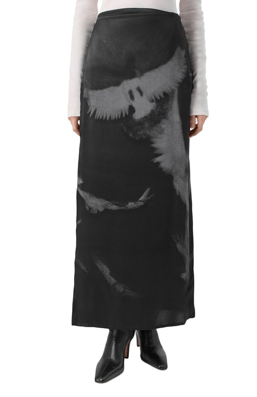 Шелковая юбка Ann Demeulemeester B0012715/FA658 Чёрно-белый  B0012715/FA658 Фото 3
