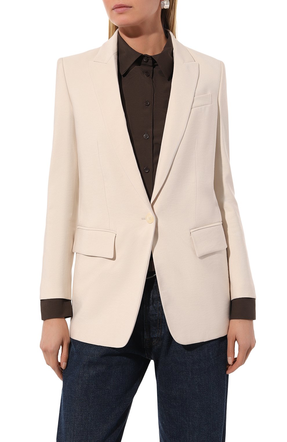 Жакет из вискозы DONDUP кремового цвета по цене 85000 руб., арт. DJ563/IF0036D/XXX, фото 3 Жакет из вискозы DONDUP, арт. DJ563/IF0036D/XXX, фото 3