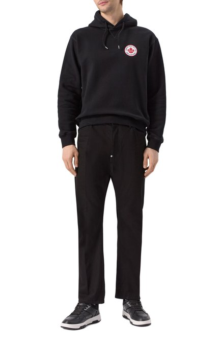 Мужской хлопковое худи DSQUARED2 черного цвета, арт. S74GU0868/S25516 | Фото 2 (Драгоценные камни: Проставлено; Длина (для топов): Стандартные; Материал сплава: Проставлено; Рукава: Длинные)