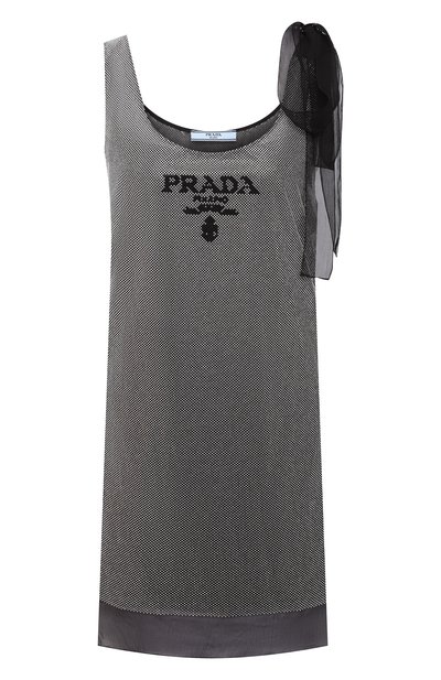 Женское шелковое платье с отделкой стразами PRADA, арт. P3G24R-1Z4W-F0118-221