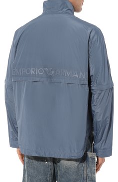 Мужская куртка EMPORIO ARMANI голубого цвета, арт. 6R1BZ0/1NAVZ | Фото 4 (Кросс-КТ: Куртка, Ветровка; Рукава: Длинные; Материал внешний: Синтетический материал; Материал сплава: Проставлено; Драгоценные камни: Проставлено; Длина (верхняя одежда): Короткие; Стили: Кэжуэл)