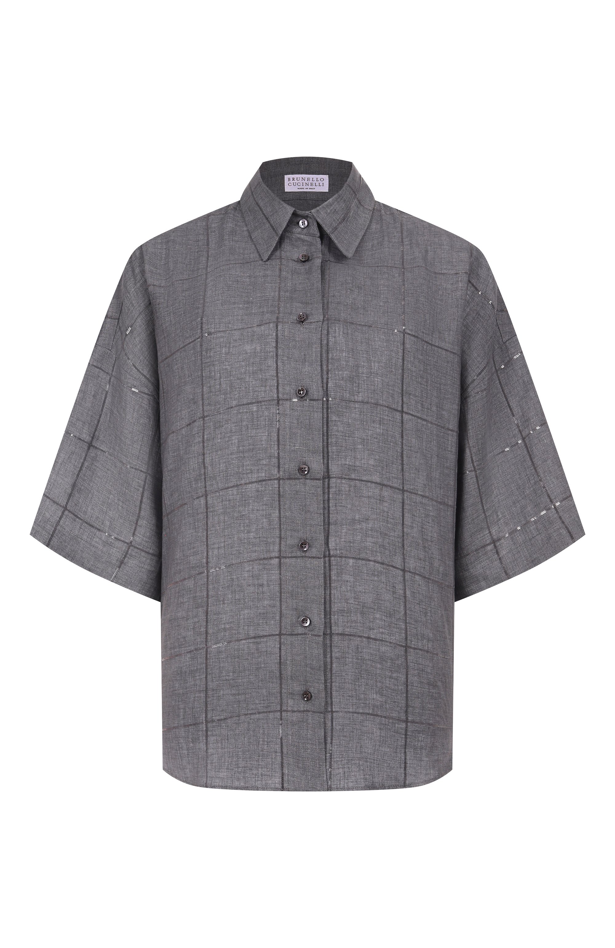 Льняная рубашка BRUNELLO CUCINELLI серого цвета по цене 291500 руб., арт. MM633RH706, фото 1 Льняная рубашка BRUNELLO CUCINELLI, арт. MM633RH706, фото 1