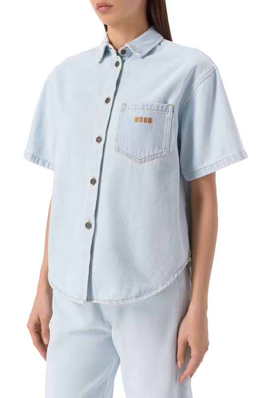 Джинсовая рубашка MSGM 3842MDE230L 257238/257238 Голубой  3842MDE230L 257238/257238 Фото 3