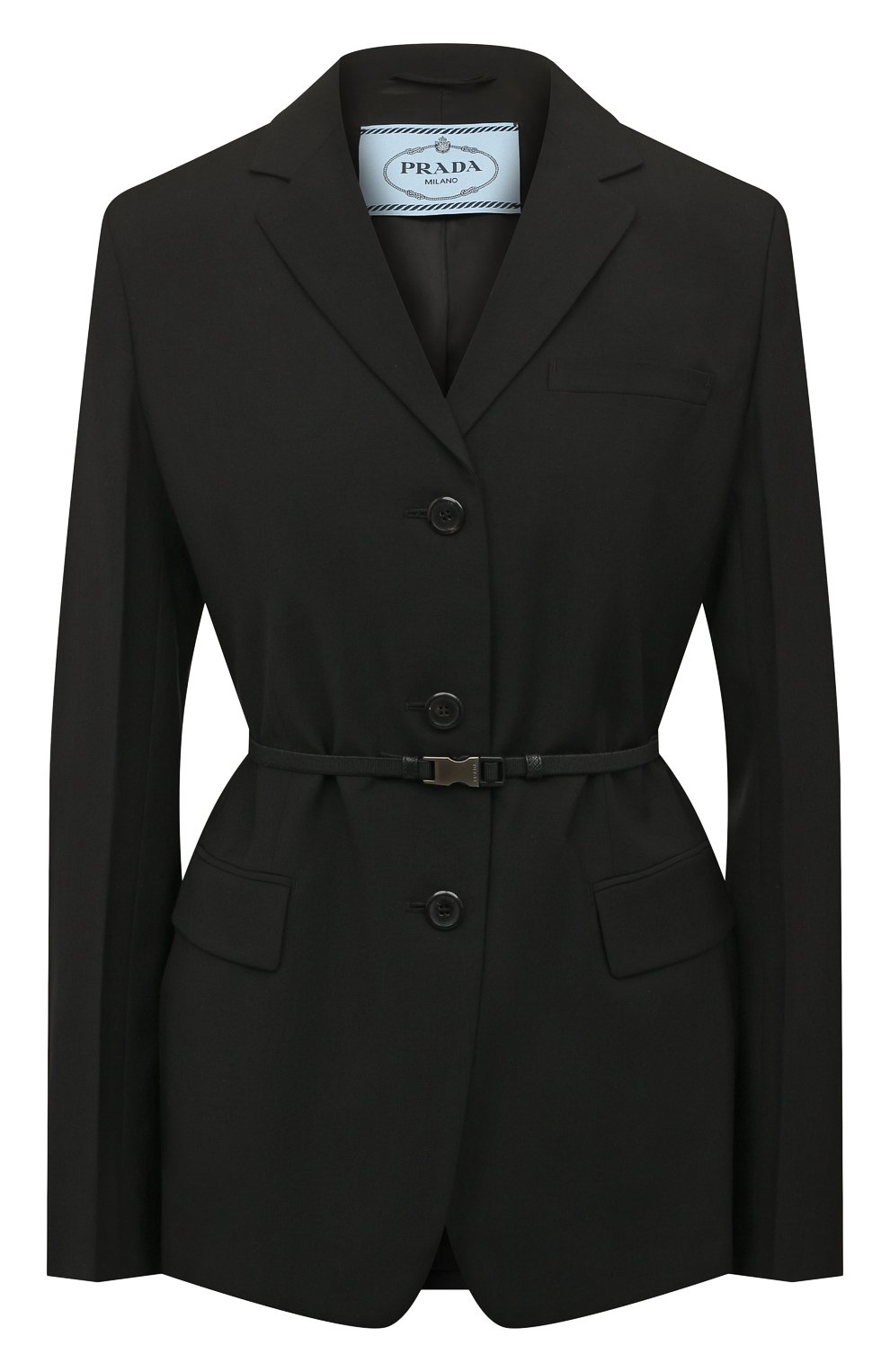 Шерстяной жакет PRADA черного цвета по цене 205000 руб., арт. P575LH-1XMY-F0002-211, фото 1 Шерстяной жакет PRADA, арт. P575LH-1XMY-F0002-211, фото 1