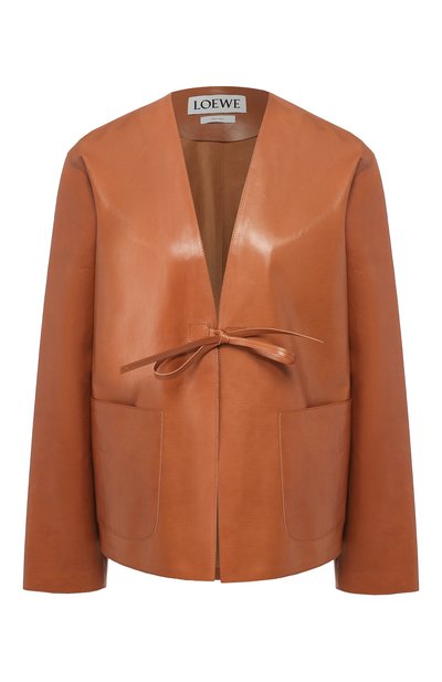 Женский кожаный жакет с накладными карманами LOEWE, арт. D1287930T0