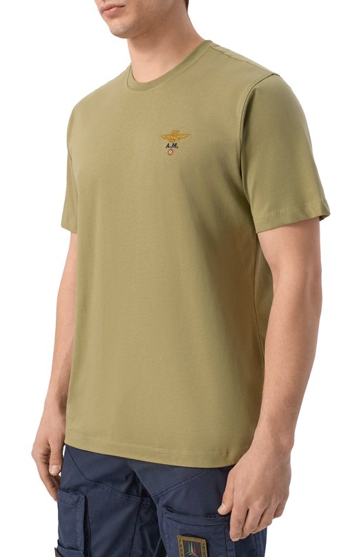 Хлопковая футболка Aeronautica Militare TS1580UJ00372_001 Хаки  TS1580UJ00372_001 Фото 3