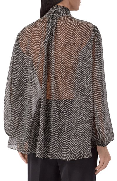 Шелковая блузка DOLCE & GABBANA темно-серого цвета по цене 191500 руб., арт. F5R62T/IS1ZN, фото 4 Шелковая блузка DOLCE & GABBANA, арт. F5R62T/IS1ZN, фото 4