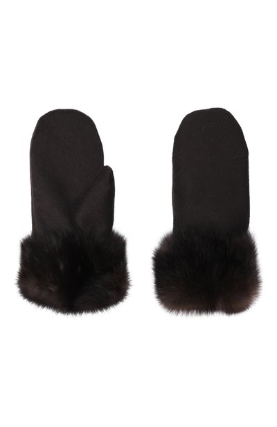 Женские кашемировые варежки с мехом соболя и норки MVST, арт. MGL-03 SABLE FARM NO SILVER+CASHMERE+MINK