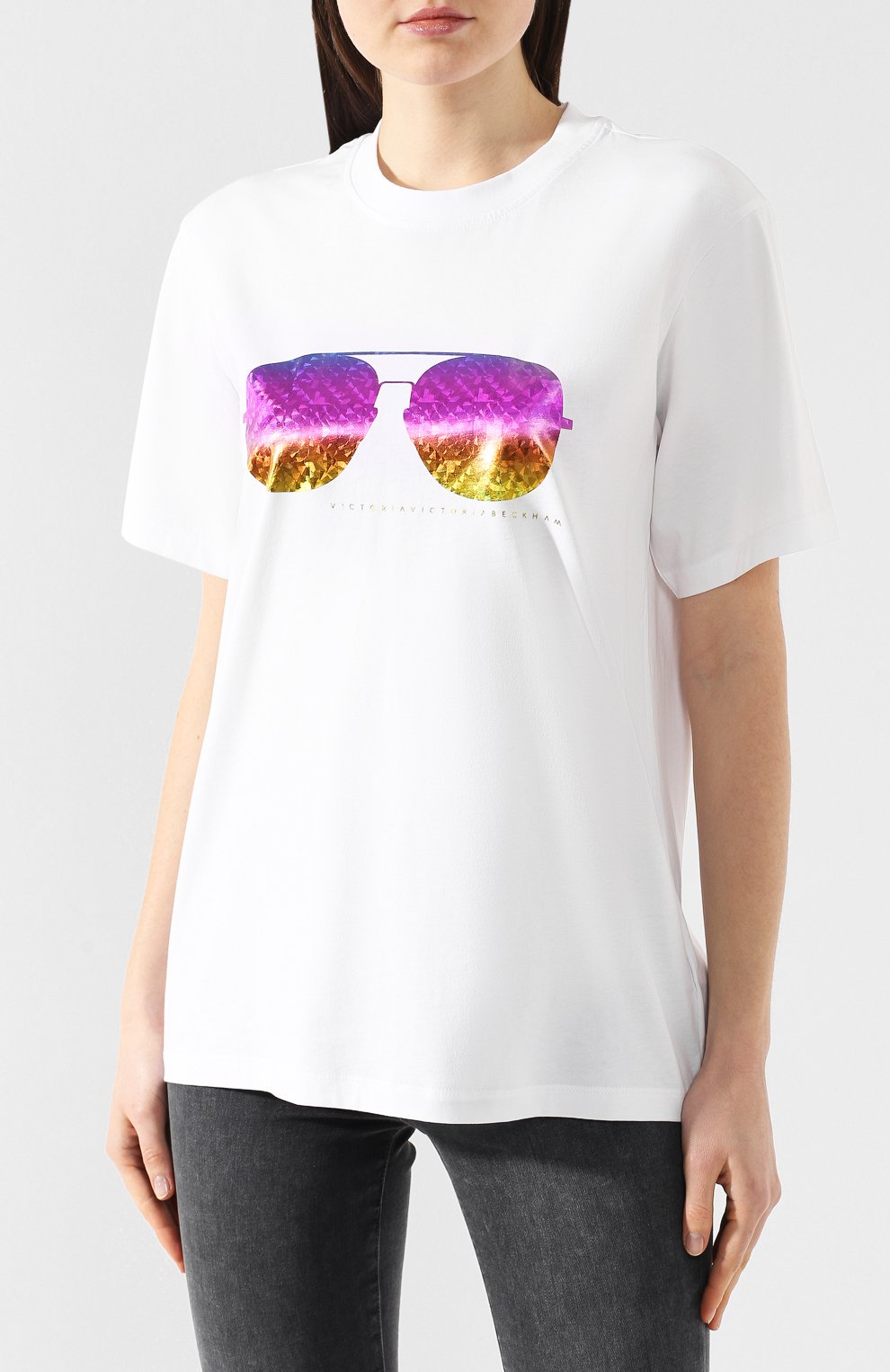 Хлопковая футболка VICTORIA, VICTORIA BECKHAM, арт. JYVV 103C PSS19 PRNTED C0TT0N JERSEY, фото 3