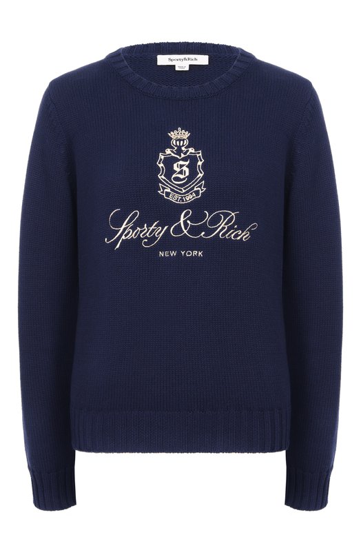 Хлопковый пуловер Sporty and Rich WS06566205BL106 Синий WS06566205BL106
