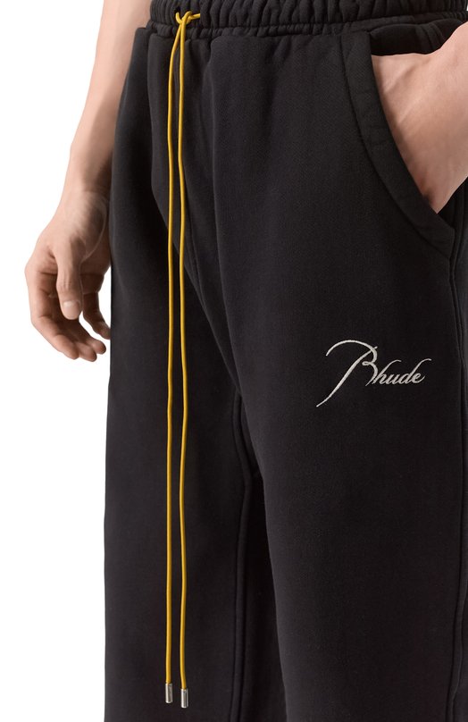 Хлопковые брюки Rhude RHPS26PA01012 Чёрный  RHPS26PA01012 Фото 5