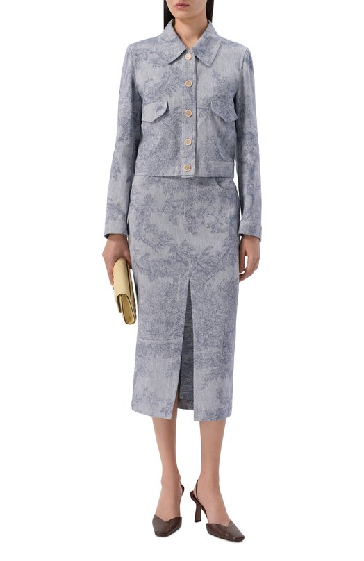 Юбка из хлопка и льна Lorena Antoniazzi P2642G008A/5163 Голубой  P2642G008A/5163 Фото 2