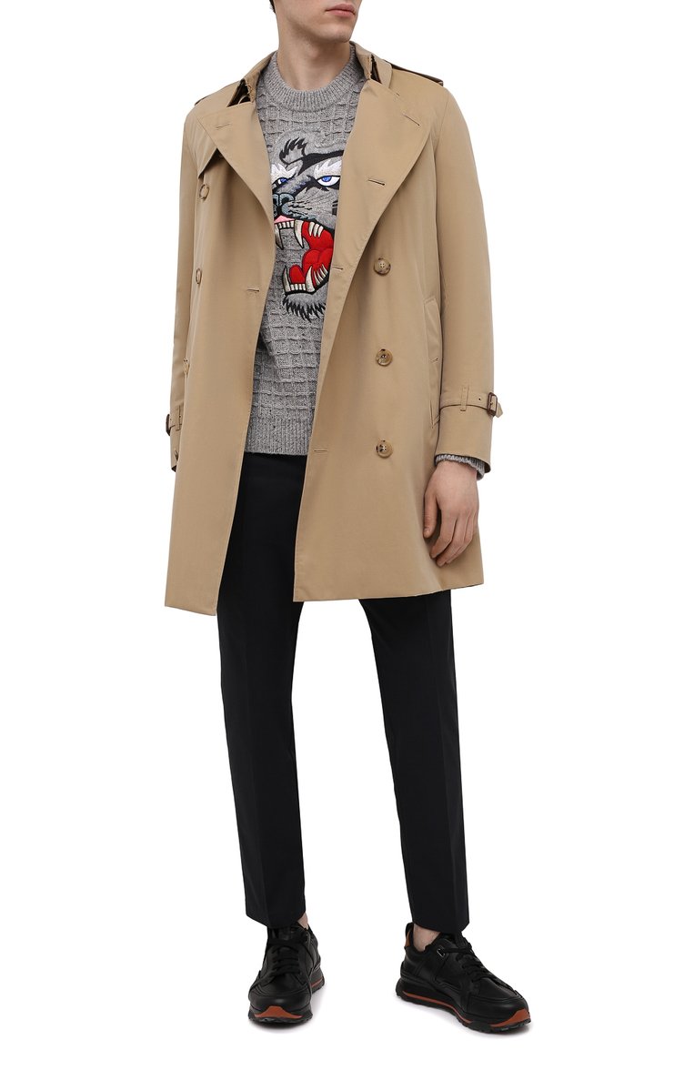Мужской свитер kenzo x kansai yamamoto KENZO серого цвета, арт. FB55PU5423AE | Фото 2 (Материал внешний: Шерсть; Мужское Кросс-КТ: Свитер-одежда; Рукава: Длинные; Принт: С принтом; Длина (для топов): Стандартные; Стили: Гранж)