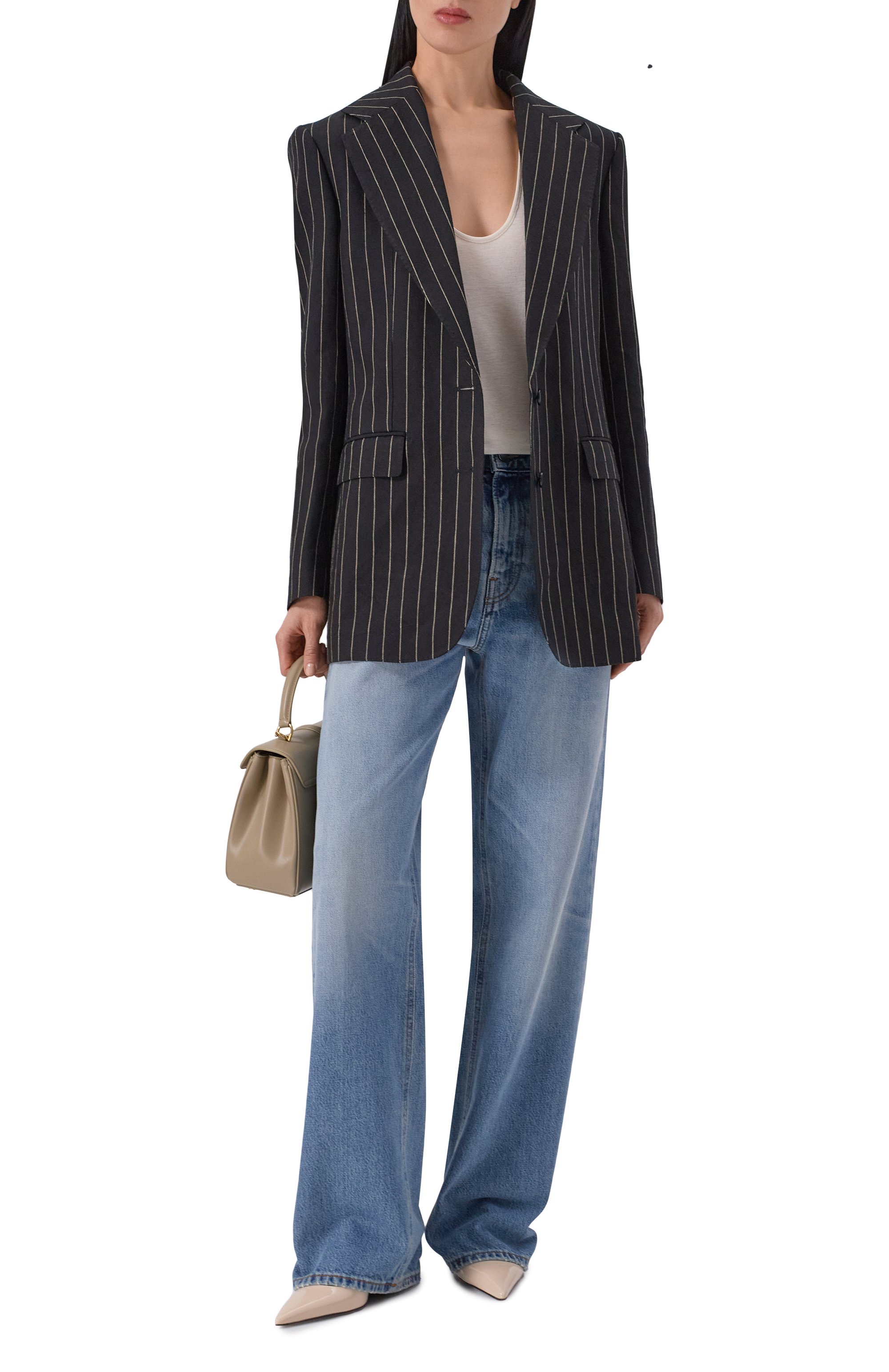 Жакет изо льна и шерсти DOLCE & GABBANA черного цвета по цене 363000 руб., арт. F2JAAT/FR3F2, фото 2 Жакет изо льна и шерсти DOLCE & GABBANA, арт. F2JAAT/FR3F2, фото 2