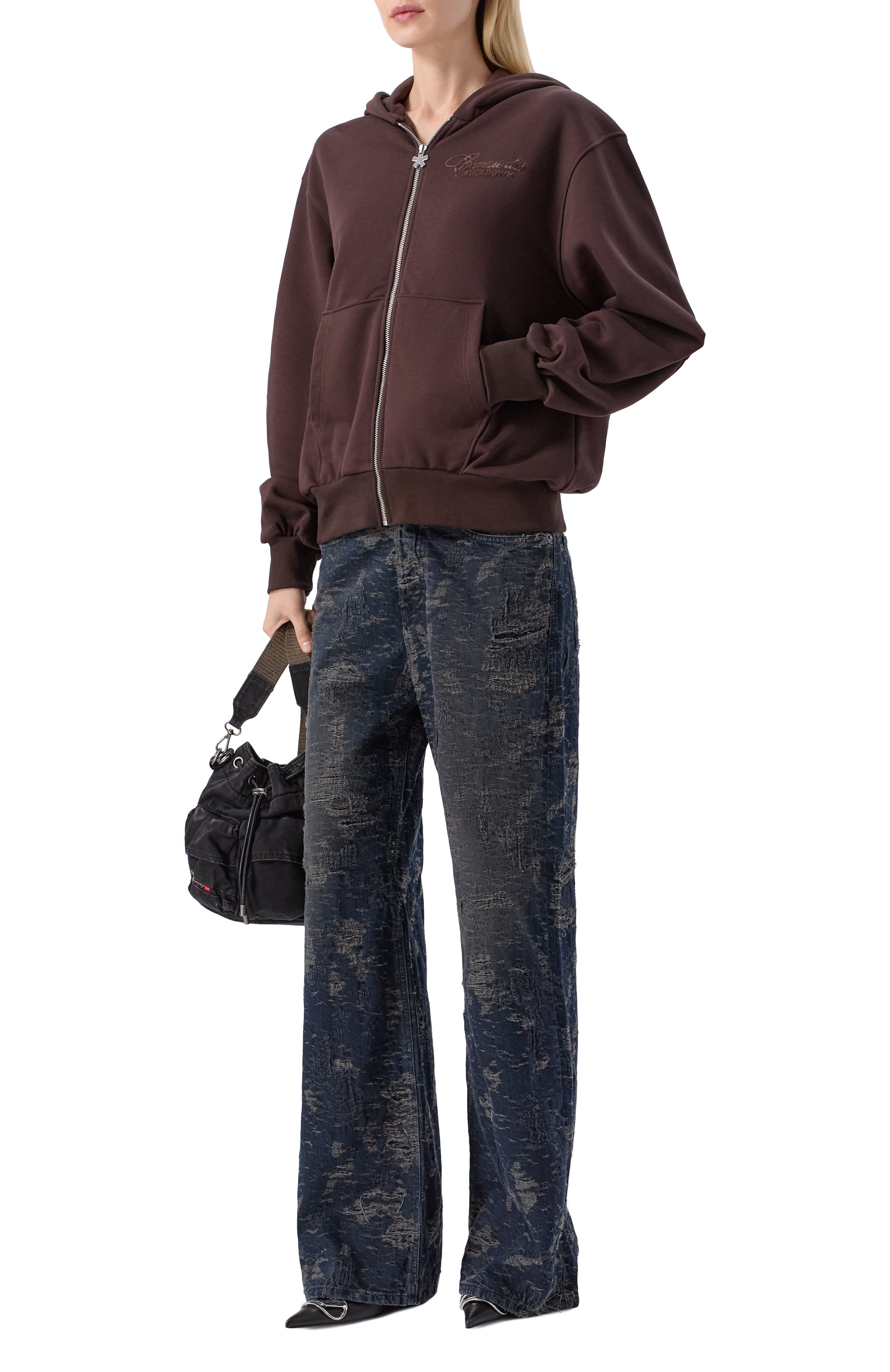 Хлопковая толстовка COMME DES FUCKDOWN темно-коричневого цвета по цене 19200 руб., арт. CFABW01393, фото 2 Хлопковая толстовка COMME DES FUCKDOWN, арт. CFABW01393, фото 2