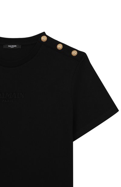 Хлопковая футболка BALMAIN черного цвета по цене 23900 руб., арт. BZ8I81, фото 3 Хлопковая футболка BALMAIN, арт. BZ8I81, фото 3