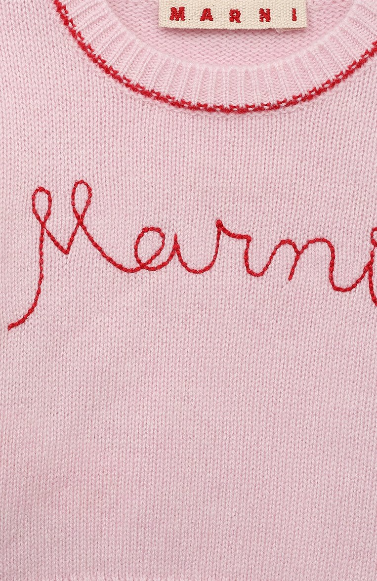 Детский пуловер из шерсти и кашемира MARNI розового цвета, арт. M00992/M00ML | Фото 3 (Материал внешний: Шерсть, Кашемир; Материал сплава: Проставлено; Нос: Не проставлено)