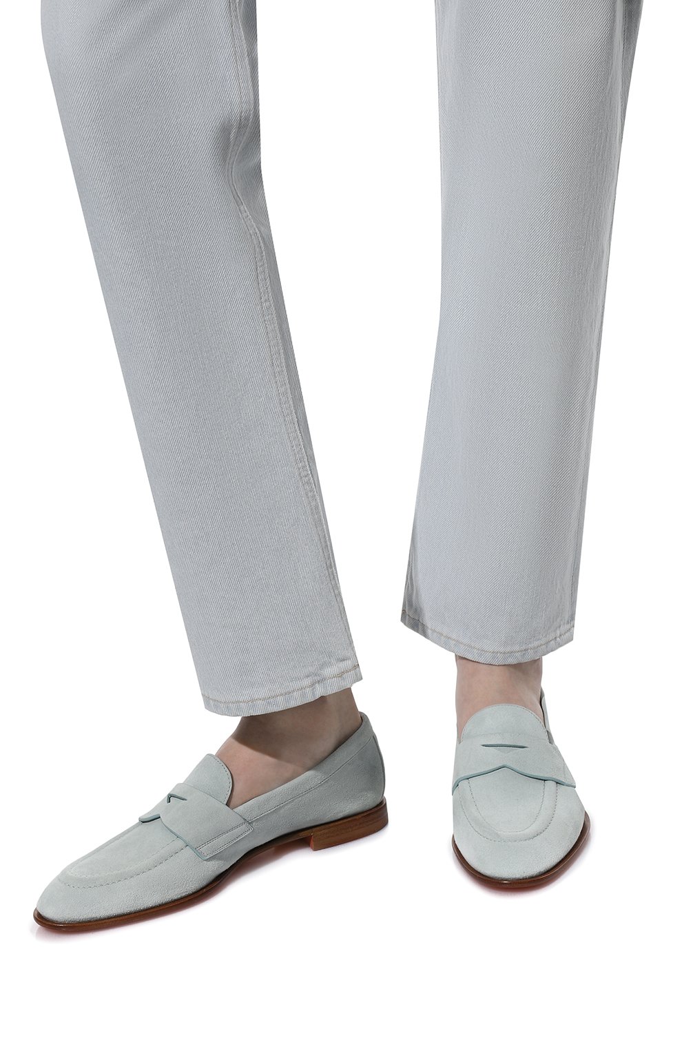 Замшевые лоферы SANTONI голубого цвета по цене 69950 руб., арт. WUSF59962HAFSLH0Z25, фото 3 Замшевые лоферы SANTONI, арт. WUSF59962HAFSLH0Z25, фото 3