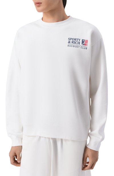 Хлопковый свитшот SPORTY AND RICH белого цвета по цене 29300 руб., арт. ST098710431WH01, фото 3 Хлопковый свитшот SPORTY AND RICH, арт. ST098710431WH01, фото 3