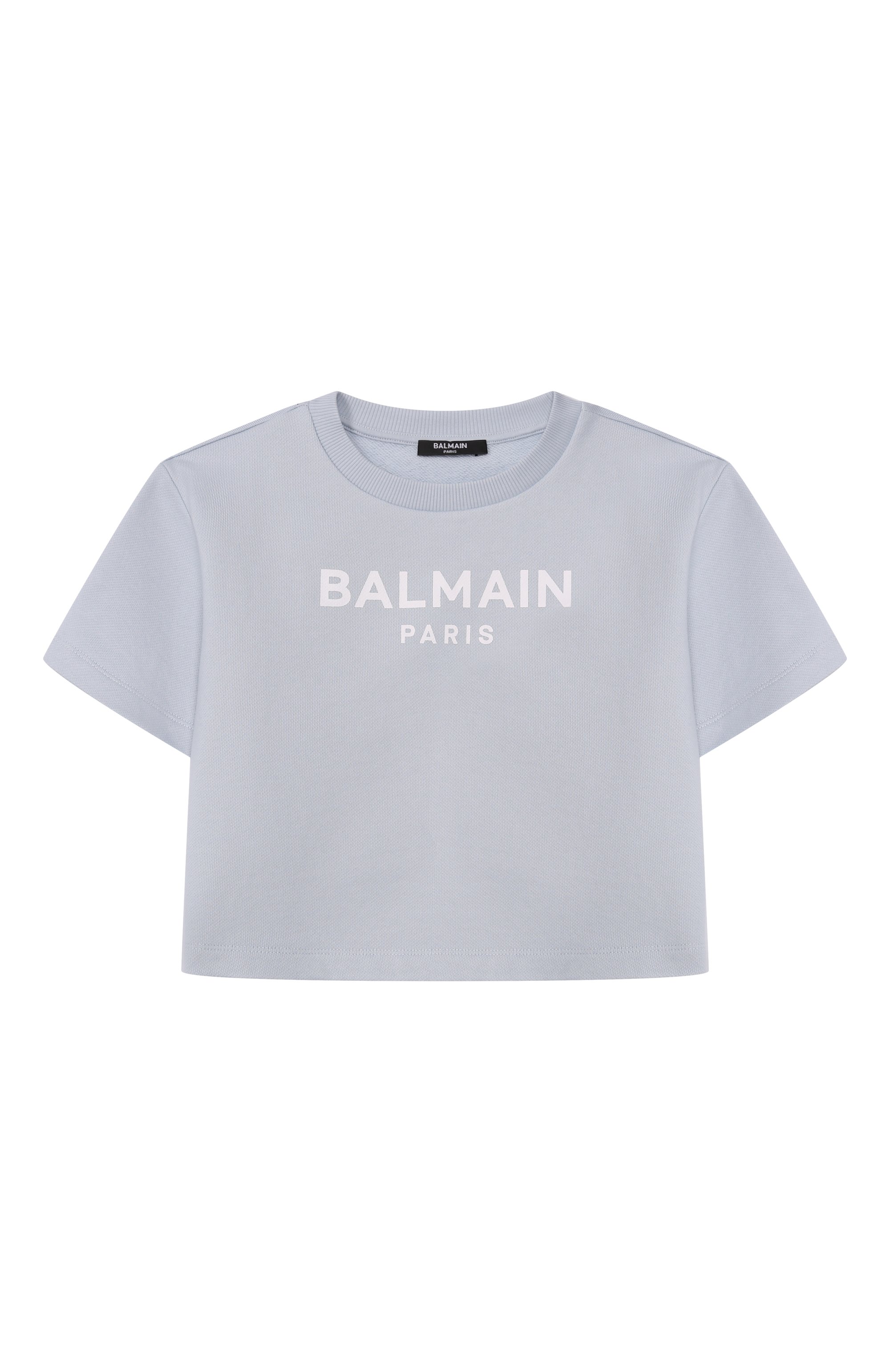 Хлопковый свитшот BALMAIN голубого цвета по цене 19950 руб., арт. BY4A01, фото 1 Хлопковый свитшот BALMAIN, арт. BY4A01, фото 1