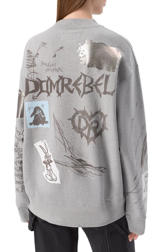 Хлопковый свитшот DOMREBEL C0LLEGE SWEATSHIRT Серый  C0LLEGE SWEATSHIRT Фото 4