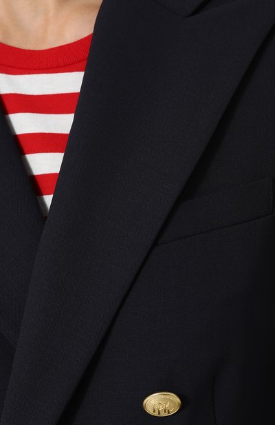 Удлиненное двубортное пальто из шерсти POLO RALPH LAUREN темно-синего цвета по цене 92250 руб., арт. 211641732, фото 5 Удлиненное двубортное пальто из шерсти POLO RALPH LAUREN, арт. 211641732, фото 5