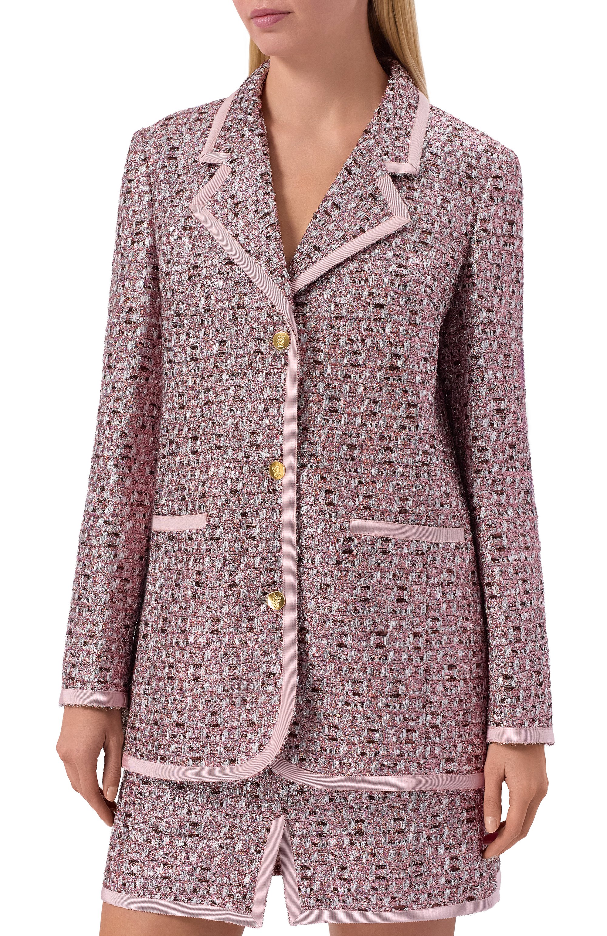Твидовый жакет GIAMBATTISTA VALLI розового цвета по цене 471000 руб., арт. 25FWSVCA6105/74UBE, фото 3 Твидовый жакет GIAMBATTISTA VALLI, арт. 25FWSVCA6105/74UBE, фото 3
