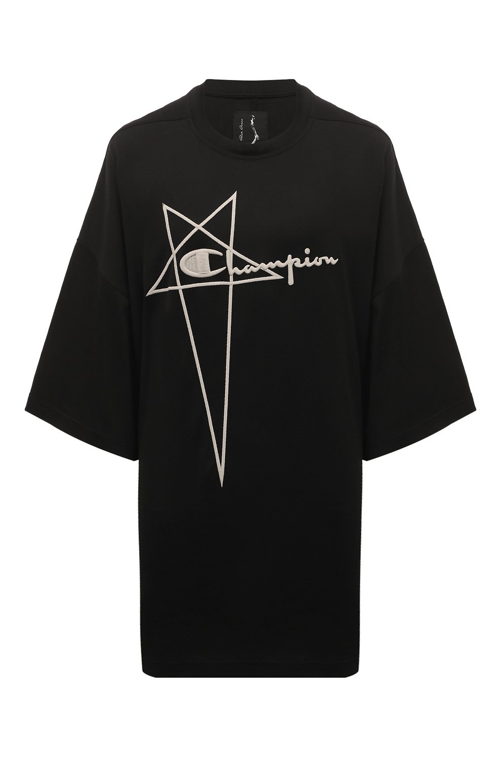 Хлопковая футболка rick owens x champion RICK OWENS черного цвета по цене 32100 руб., арт. CW02C9229/CHJEG, фото 1 Хлопковая футболка rick owens x champion RICK OWENS, арт. CW02C9229/CHJEG, фото 1