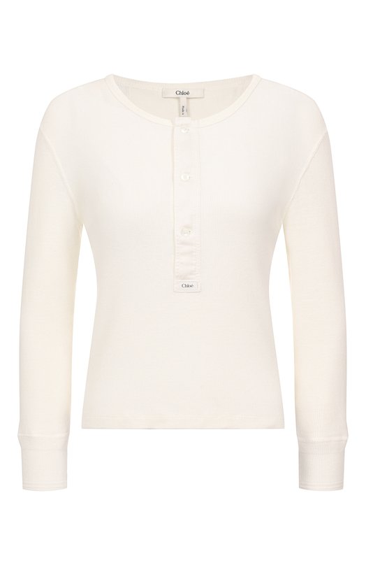 Хлопковый лонгслив Chloé CH25UJH14180 Кремовый CH25UJH14180