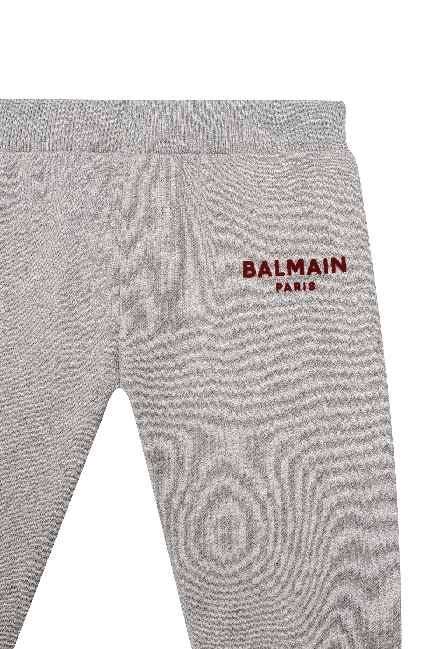 Хлопковые джоггеры BALMAIN серого цвета по цене 15750 руб., арт. BZ6320, фото 3 Хлопковые джоггеры BALMAIN, арт. BZ6320, фото 3