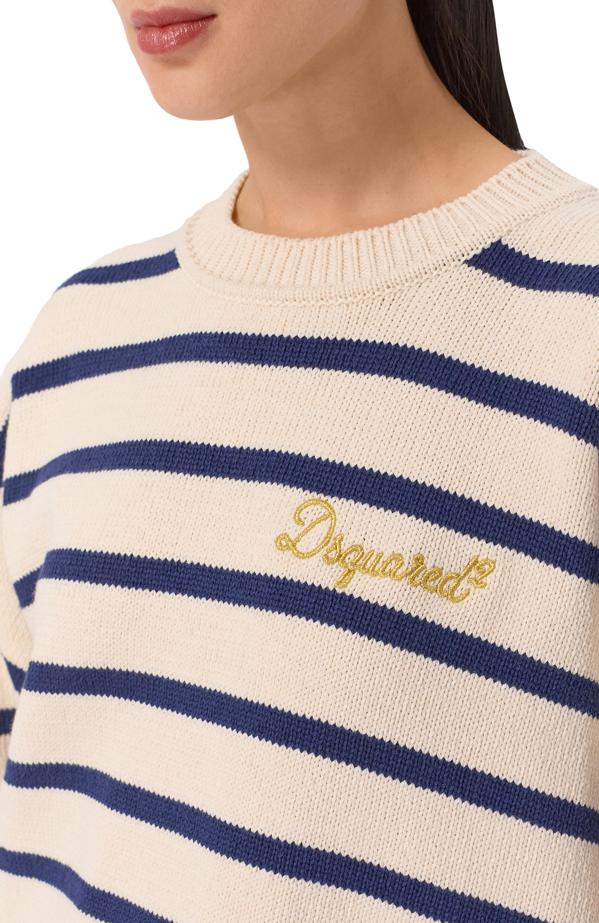 Хлопковый свитер DSQUARED2 кремового цвета по цене 84400 руб., арт. S75HA1406/D13188, фото 5 Хлопковый свитер DSQUARED2, арт. S75HA1406/D13188, фото 5